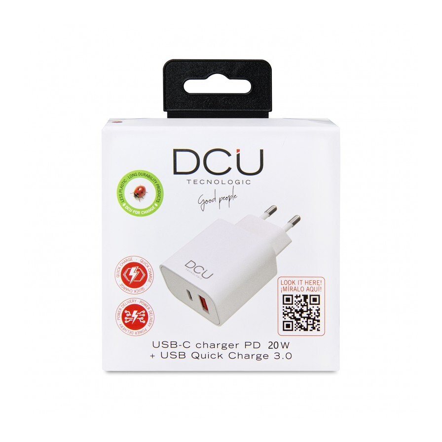 Art240153_2 Cargador DCU 1xUSB C Power Delivery 20W, 1xUSB A 3.0 Quick Charge de 18 W