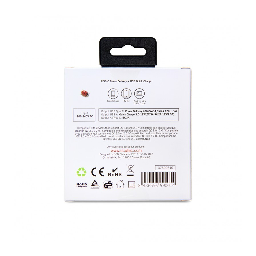 Art240153_3 Cargador DCU 1xUSB C Power Delivery 20W, 1xUSB A 3.0 Quick Charge de 18 W
