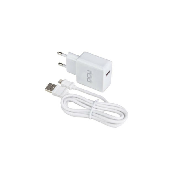 Cargador DCU 1xUSB A + Cable Lightning, 1 metro
