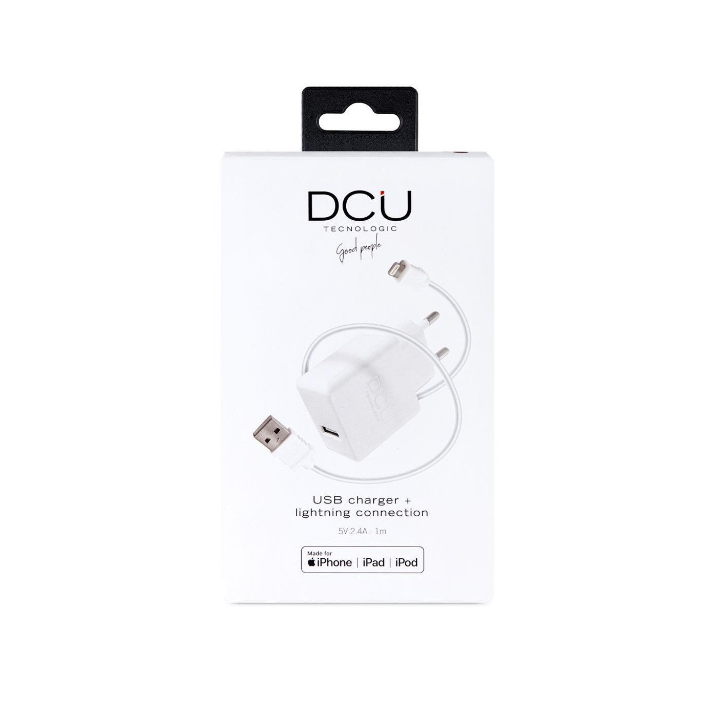 Art241400_3 Cargador DCU 1xUSB A + Cable Lightning, 1 metro