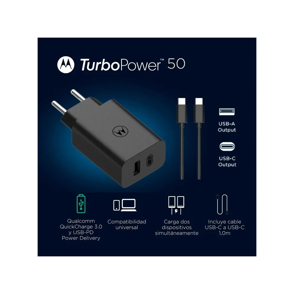 Art274690_4 Cargador Motorola 1xUSB A y 1x USB-C de 50 W