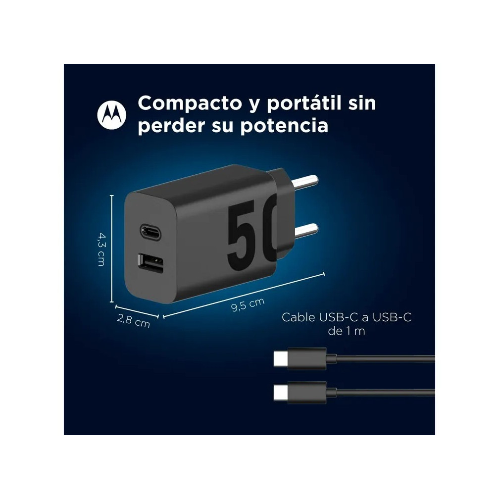 Art274690_5 Cargador Motorola 1xUSB A y 1x USB-C de 50 W